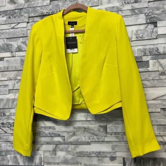 🌼 TOPSHOP Crepe Cropped Blazer Jacket - Picture 4 of 12